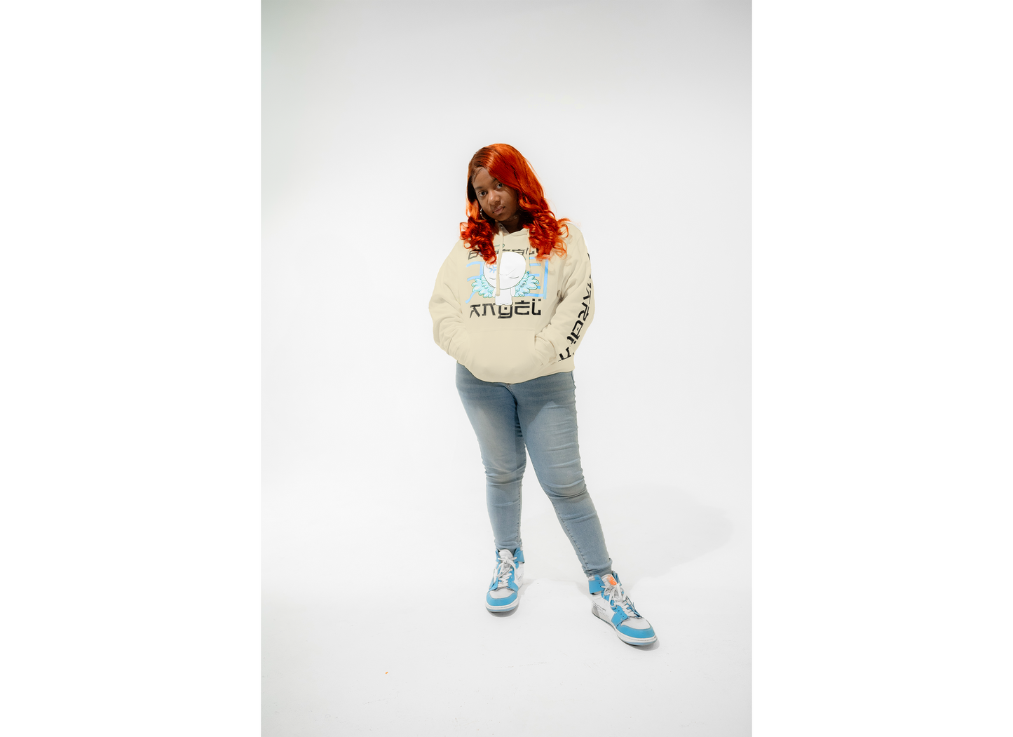 Bubble Angel Blue Print Hoodie